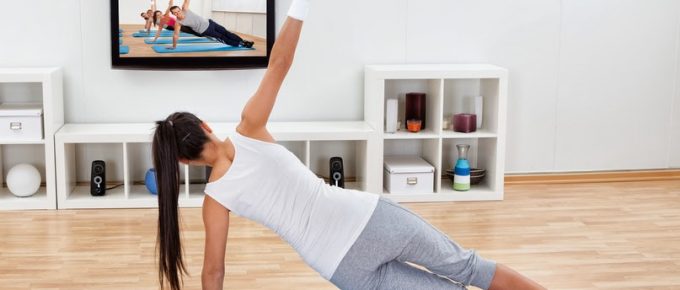 women practice yoga