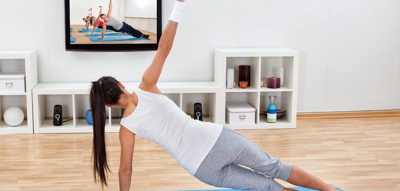 women practice yoga